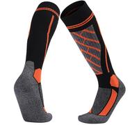 Calcetines de Esquí y Aventura al Aire Libre de Lana Merino con Bucle Reforzado y Punta Lisa - Ideales para Esquí, Senderismo, Pesca y Caza - Cálidos, Suaves y de Alta Elasticidad,Naranja,43