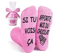 Calcetines de fantasía cálidos antideslizantes para mujer 'si ves que trae chocolate a mí - Calcetín Rigolote Humor, idea de regalo de Navidad cumpleaños, talla 39-42, chocolate, 35-42