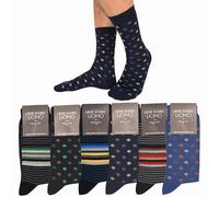 Calcetines de hombre cálidos de algodón cortos 6 pares calcetines hombre invierno fantasía calcetines moda Made in Italy, Surtido de Rayas/lunares, 40-45