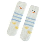 Calcetines de invierno de terciopelo coral para mujer, lindos bordados, de felpa, cálidos, calcetines peludos para mujer, a, Altoa única