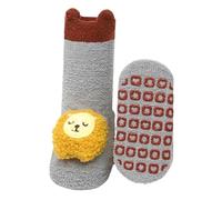 Calcetines de invierno para bebé, supergruesos, antideslizantes, con calcetines de piso para bebés, niños, niñas, 3D, gris, S