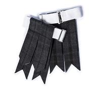 Calcetines de manguera de falda escocesa para hombre con ajustadores de hebilla pesados, calcetines lisos y de tartán, calcetines de lana acrílica/liguero puntiagudo, Gris Watch Night, Taille unique