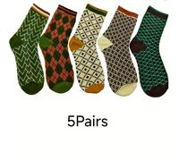 Calcetines de Media Caña para Mujer - Diseño Retro Cuadros y Estampado de Leopardo Artístico, Suaves Calcetines de Poliéster Todo-Temporada para Uso Casual al , Lavables a Máquina en , Calcetines