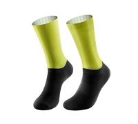 Calcetines de media pantorrilla para ciclismo con tecnología antideslizante de silicona neumática y agujeros de aire transpirables diseñados para un ajuste seguro y gestión del sudor (blanco)