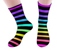 Calcetines de media pantorrilla unisex con estampado de corazón o rayas arco iris, calcetín colorido arco iris de algodón peinado suave, calcetines de fantasía, medias altas LGBT, para LGBTQ Gay