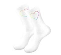 Calcetines de media pantorrilla unisex con estampado de corazón o rayas arco iris, calcetín colorido arco iris de algodón peinado suave, calcetines de fantasía, medias altas LGBT, para LGBTQ Gay