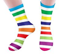 Calcetines de media pantorrilla unisex con estampado de corazón o rayas arco iris, calcetín colorido arco iris de algodón peinado suave, calcetines de fantasía, medias altas LGBT, para LGBTQ Gay