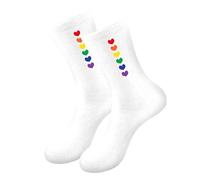 Calcetines de media pantorrilla unisex con estampado de corazón o rayas arco iris, calcetín colorido arco iris de algodón peinado suave, calcetines de fantasía, medias altas LGBT, para LGBTQ Gay
