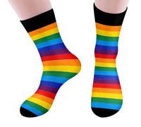 Calcetines de media pantorrilla unisex con estampado de corazón o rayas arco iris, calcetín colorido arco iris de algodón peinado suave, calcetines de fantasía, medias altas LGBT, para LGBTQ Gay