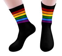 Calcetines de media pantorrilla unisex con estampado de corazón o rayas arco iris, calcetín colorido arco iris de algodón peinado suave, calcetines de fantasía, medias altas LGBT, para LGBTQ Gay
