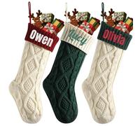 Calcetines de Navidad bordados personalizados con nombres tejidos, calcetines de Navidad con nombre personalizado para chimenea, decoración de fiestas de vacaciones