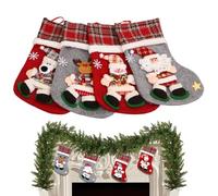 Calcetines de Navidad tradicionales, caja 3D Papá Noel y muñeco de nieve - 4 unidades Kit calcetines navideños ciervos - Para dulces, chocolate, fiesta, Año Nuevo, salón, chimenea, habitación de árbol