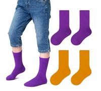 Calcetines de Neón para Niños, Calcetines Slouch Calcetines de Vestido para Niños y Niñas en Los 70's, 80's, 90's Party Cómodo y Suave Calcetines de Neón para 5-8 Años de Edad (Naranja y Púrpura)