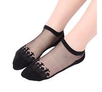 Calcetines de nieve de bailarina para mujer Calcetines de unión de encaje sólido Calcetines cortos Calcetines de unión Calcetines de barco, Negro , Talla única