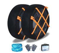 Calcetines de nieve para neumáticos (2 paquetes), calcetines de nieve resistentes al desgaste, cadenas de tela para coche con bolsa de almacenamiento, alternativa invernal para cadenas(6008)