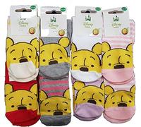 Calcetines de niña con licencia Disney: Minnie,Hada Campanilla, Winnie de algodón - Modelos de fotos según llegadas, Lote de 3 pares Winnie the Pooh, 23-26
