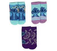 Calcetines de niño Stitch Juego de 3 pares de algodón suave transpirable calcetines elásticos de colores azul lila violeta confort diario idea regalo Disney, 1, 31-34