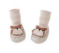 Calcetines De Niños - Calcetines De Bebé con Bonitos Diseños De Dibujos Animados Botines De Cuero con Suave para Bebés Y Niños Pequeños Que Aprenden A Caminar Calzado De Interior Y (Khaki 18M-2Y)