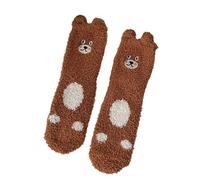 Calcetines de oso de peluche para mujer, calcetines esponjosos con estampado de animales, calcetines suaves y mullidos, hasta la pantorrilla, ropa de descanso, regalos de invierno, calcetines gruesos