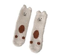 Calcetines de oso de peluche para mujer, calcetines esponjosos con estampado de animales, calcetines suaves y mullidos, hasta la pantorrilla, ropa de descanso, regalos de invierno, calcetines gruesos