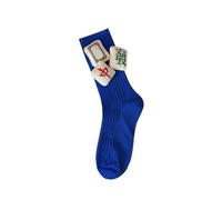 Calcetines de pantorrilla con patrón chino Mahjong con estilos festivos, tubo medio acanalado para celebrar la reunión familiar de Año Nuevo, C, Altoa única