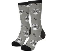 Calcetines de pared de graffiti, arte hip hop, novedosos calcetines casuales divertidos y locos, Patrón de mapache, Talla única