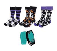 Calcetines de Pesadilla Antes de Navidad - Pack 3 Pares - Talla 35-41 - Calcetines Largos Fabricados con Algodón, Poliamida y Elastano - Estampado de Personajes - Producto Original Diseñado en España