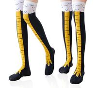 Calcetines de pierna de pollo,2 pares Chicken Socks, calcetines divertidos para adultos, Calcetines divertidos de pollo para pierna de gallina, Locos Divertidos Sobre La Rodilla Pavo, para disfraz loc