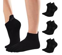 Calcetines de punta para hombres y mujeres, calcetines de corte bajo, individuales, de algodón transpirable de cinco dedos, para correr atlético, Negro, S