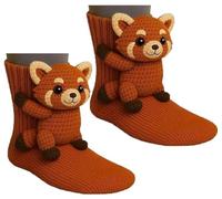 Calcetines de punto 3D con diseño de animales para mujeres y hombres, calcetines de reno de Navidad, perezoso, panda, animales abrazados a mano, calcetines de suelo de ganchillo, acogedores, suaves