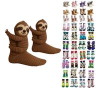 Calcetines de punto 3D para mujer, calcetines de animal con diseño de perezoso, divertidos calcetines de animal, calcetines de invierno cálidos, calcetines de dibujos animados con bordados de animales