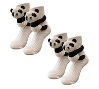 Calcetines de punto para animales 3d, calcetines abrazados, calcetines de suelo antideslizantes, cálidos y engrosados(Panda+Panda)