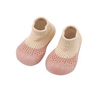 Calcetines de punto para bebés y niños pequeños, de malla, transpirables, antideslizantes, ligeros, para primeros paseos, de 0 a 4 años, Pink, 12 Months