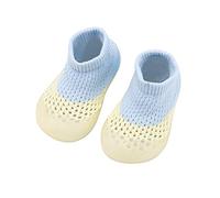 Calcetines de punto para bebés y niños pequeños, de malla, transpirables, antideslizantes, ligeros, para primeros paseos, de 0 a 4 años, azul claro, 6 Months