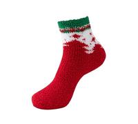 Calcetines de San Valentín Lady Senior Plush Sleeping Socks Home Coral Velvet Socks Christmas Socks Encaje Calcetines Térmicos, RD1., Talla única