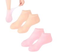 Calcetines de silicona para hidratar los pies (Mix-a,Talla única) | Calcetines hidratantes de silicona para pies - Fundas de gel reutilizables para talones secos y agrietados - Tratamiento