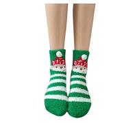 Calcetines de terciopelo coral de Navidad 2025 con patrón de dibujos animados estereoscópicos, para personas mayores, certificados de acciones para corporación, verde, Altoa única