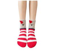 Calcetines de terciopelo coral de Navidad 2025 con patrón de dibujos animados estereoscópicos, para personas mayores, certificados de acciones para corporación, caqui, Altoa única