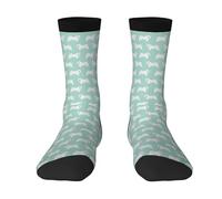 Calcetines de tripulación, calcetines de compresión, calcetines deportivos novedosos informales, 40 cm de largo, para perro samoyedo unisex, diseño de perro samoyedo, menta