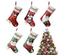 Calcetines de vacaciones - 5 bolsas de regalo clásicas para decoración, estilo calcetín tradicional con correa para colgar, soporte para caramelos, conjunto de decoración navideña para árbol,