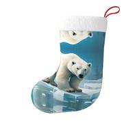 Calcetines decorativos de Navidad con estampado de oso polar WHJSSF sobre hielo, suaves y esponjosos para mujeres y hombres