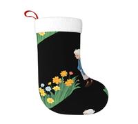 Calcetines decorativos de Navidad con texto en inglés "WHJSHOP Grandma looking at the sea of flowers", estampados ligeros para Halloween, ceremonias anuales, reuniones de vacaciones