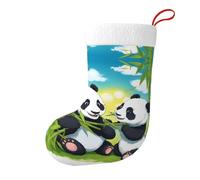 Calcetines decorativos de Navidad con texto en inglés "WHJSSF Two Happy Pandas", estampados suaves y esponjosos para mujeres y hombres