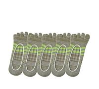Calcetines Dedos 5 Pares de Calcetines Invisibles de Verano for Hombre, de algodón, a Rayas de Colores, Finos, Suaves, de Boca Poco Profunda, Transpirables, Calcetines de 5 Dedos(Green)