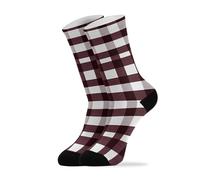 Calcetines Deporte Cuadros de búfalo a cuadros burdeos y Blancos 40cm | Suaves Calcetine Mujer Respirable Running Calcetines para Senderismo Trabajo Mujer