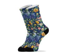 Calcetines Deporte Flores Lavanda Tulipanes Pájaro Azul Real 40cm