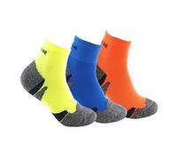 Calcetines deportivos (3 pares) SIN COSTURAS tobillero de alto rendimiento para hombre o mujer. Ideales para running, ciclismo, pádel, trekking; Cómodos y resistentes. (39-42, Am/Az/Na)