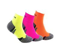 Calcetines deportivos (3 pares) SIN COSTURAS tobillero de alto rendimiento para hombre o mujer. Ideales para deportes como running, ciclismo, pádel, trekking; Cómodos y resistentes. (35-40, Am/Ros/Na)