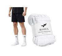 Calcetines Deportivos Antideslizantes de Tubo Medio con Agarre, para Hombre y Mujer, Blanco, Talla M (42-46 EU), para Running, Gimnasio, Fitness, Entrenamiento, Antibacterianos y Comodidad