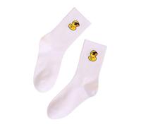 Calcetines deportivos blancos con diseño de pato de goma - Divertidos calcetines de algodón unisex - Calcetines transpirables retro para hombre y mujer - perfectos para el día a día, deporte e idea de